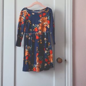 Old Navy floral dress; Size (6-7) Navy blue dress, orange, yellow, green, flower